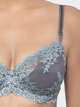Load image into Gallery viewer, Wacoal Embrace Lace Non Padded Wired 3/4th Cup Bridal Wear Medium coverage Fashion Bra - Dark Grey 65191

