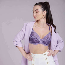 Load image into Gallery viewer, Wacoal Embrace Lace Non Padded Wired 3/4th Cup Bridal Wear Medium coverage Fashion Bra - Purple 65191
