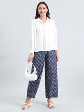 Load image into Gallery viewer, Go Colors Navy Woven Viscose Printed Palazzo

