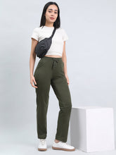 Load image into Gallery viewer, Go Colors Dark Olive Cotton Stretch Track Pant
