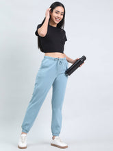 Load image into Gallery viewer, Go Colors Dusty Blue Cotton Stretch Casual Joggers
