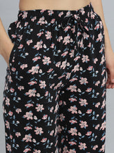 Load image into Gallery viewer, Go Colors Black Woven Viscose Printed Lounge Pants
