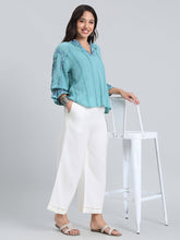 Load image into Gallery viewer, Go Colors Cream Linen Lace Palazzo

