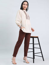 Load image into Gallery viewer, Go Colors Dark Brown Cotton Stretch Kurti Pants
