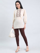 Load image into Gallery viewer, Go Colors Brown Cotton Stretch Ankle Length Leggings
