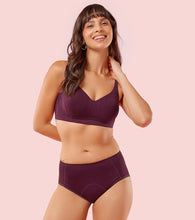 Load image into Gallery viewer, Enamor IP12 Bamboo Cotton Period Panty - Mid Waist, Full Back Coverage, Extended Protective Lining  with Extra Layer at the Crotch - Grape Wine
