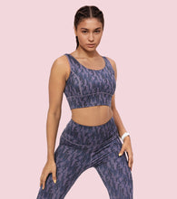 Load image into Gallery viewer, Enamor Cutaway Back Detail Quick Dry Printed Sports Bra - Removable Padding, Non-Wired, Medium Coverage - A204 (Step Brush Print)
