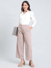 Load image into Gallery viewer, Go Colors Dusty Pink Crepe Wide Trouser
