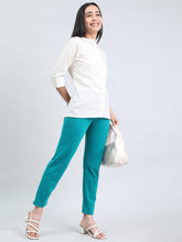 Load image into Gallery viewer, Go Colors Jade Green Cotton Stretch Kurti Pants
