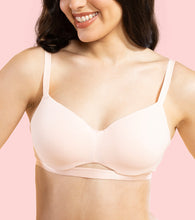 Load image into Gallery viewer, Enamor Innovations CloudSoft, Invisi Neckline Women's Cotton Everyday T-Shirt Lift Bra - Padded, Wired, High Coverage - A132 (Cherry Blossom Print)
