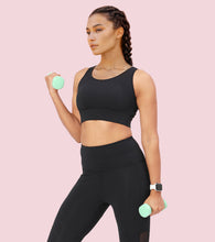 Load image into Gallery viewer, Enamor Crew Neck Sleeveless Crop length Sports Bra For Women - Hook &amp; Eye Closure, Hugged Fit - A205 (Jet Black)
