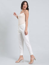 Load image into Gallery viewer, Go Colors White Poly Modal Metallic Pants
