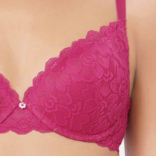 Load image into Gallery viewer, Wacoal Plush Desire Padded Wired 3/4th Cup Bridal Wear Medium coverage Lace Push Up Bra - Pink IAB090
