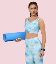Load image into Gallery viewer, Enamor Cutaway Back Detail Quick Dry Printed Sports Bra - Removable Padding, Non-Wired, Medium Coverage - A204 (Galaxy Splatter Prt)
