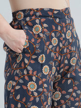 Load image into Gallery viewer, Go Colors Navy Woven Viscose Printed Palazzo
