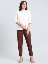 Load image into Gallery viewer, Go Colors Dark Brown Cotton Pencil Pant
