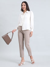 Load image into Gallery viewer, Go Colors Light Chocolate Crepe Tapered Trouser
