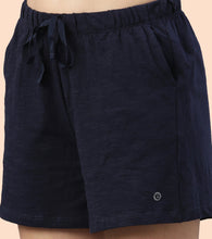 Load image into Gallery viewer, Enamor Drawstring Mid Thigh Length Mid Rise Basic Shorts - Relaxed Fit, Super Soft Cotton - E062 (Navy)
