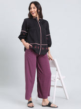 Load image into Gallery viewer, Go Colors Purple Woven Viscose Printed Palazzo
