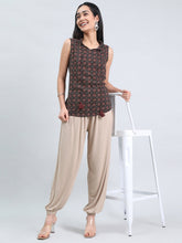 Load image into Gallery viewer, Go Colors Dark Beige Viscose Stretch Harems
