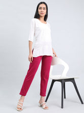 Load image into Gallery viewer, Go Colors Dark Fuchsia Cotton Stretch Kurti Pants
