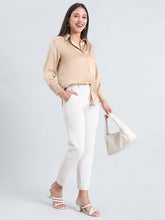 Load image into Gallery viewer, Go Colors Cream Crepe Tapered Trouser
