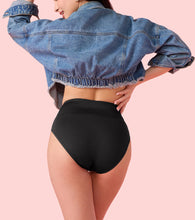 Load image into Gallery viewer, Enamor CW01 Cotton Classic, All Day Comfort, High Waist Brief - Breathable, Antimicrobial with Stain Release, Outer Brushed Wide Elastic, Full Coverage -  Pack of 1 (Jet Black)
