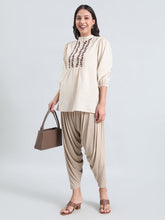 Load image into Gallery viewer, Go Colors Dark Beige Viscose Stretch Patiala
