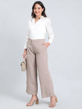 Load image into Gallery viewer, Go Colors Light Chocolate Crepe Wide Trouser
