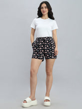 Load image into Gallery viewer, Go Colors Black Woven Viscose Printed Lounge Shorts
