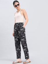 Load image into Gallery viewer, Go Colors Black Woven Viscose Printed Lounge Pants
