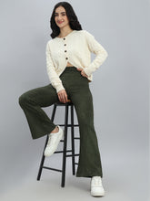 Load image into Gallery viewer, Go Colors Dark Olive Suede Bell Bottom
