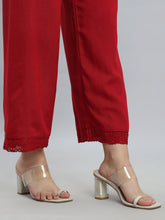 Load image into Gallery viewer, Go Colors Cherry Linen Lace Palazzo

