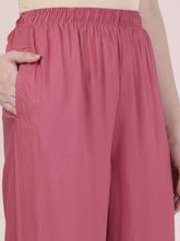 Load image into Gallery viewer, Go Colors Light Wine Woven Viscose Basic Palazzo
