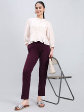 Load image into Gallery viewer, Go Colors Dark Purple Cotton Stretch Kurti pants

