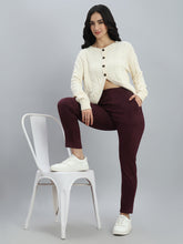 Load image into Gallery viewer, Go Colors Wine Poly Stretch Suede Tregging
