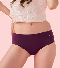 Load image into Gallery viewer, Enamor IP02 Innovations Invisi, Fit Flex, No Visible Panty Lines, All Day Comfort, Mid Waist Brief Panty for Women - Breathable Lightweight Fabric, Antimicrobial with Stain Release, Bonded Free Cut, Regular Coverage -  Pack of 1 (Deep Purple)
