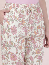 Load image into Gallery viewer, Go Colors White Woven Viscose Printed Lounge Pants
