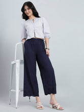 Load image into Gallery viewer, Go Colors Navy 100% Cotton Hakoba Wide Pant
