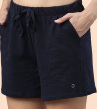 Load image into Gallery viewer, Enamor Drawstring Mid Thigh Length Mid Rise Basic Shorts - Relaxed Fit, Super Soft Cotton - E062 (Navy)
