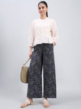 Load image into Gallery viewer, Go Colors Navy Viscose Printed Palazzo
