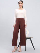 Load image into Gallery viewer, Go Colors Brown Drop Needle Fabric Rib Palazzo
