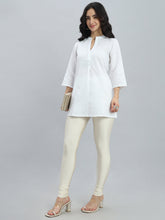 Load image into Gallery viewer, Go Colors Cream Nylon Stretch Shimmer Churidar
