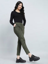 Load image into Gallery viewer, Go Colors Dark Olive Poly Stretch Suede Tregging
