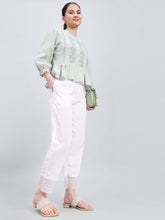 Load image into Gallery viewer, Go Colors White Organza Ethnic Pant
