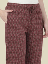 Load image into Gallery viewer, Go Colors Brown Cotton Knit Printed Lounge Pants
