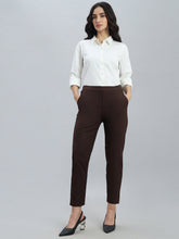 Load image into Gallery viewer, Go Colors Dark Brown Woven Cotton Stretch Chino Pants
