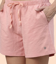Load image into Gallery viewer, Enamor Drawstring Mid Thigh Length Mid Rise Basic Shorts - Relaxed Fit, Super Soft Cotton - E062 (Rouge)
