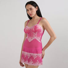 Load image into Gallery viewer, Wacoal Embrace Lace Non Padded Non Wired Bridal Wear Short Lace Babydoll Chemise-Dark Pink 814191
