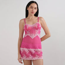 Load image into Gallery viewer, Wacoal Embrace Lace Non Padded Non Wired Bridal Wear Short Lace Babydoll Chemise-Dark Pink 814191
